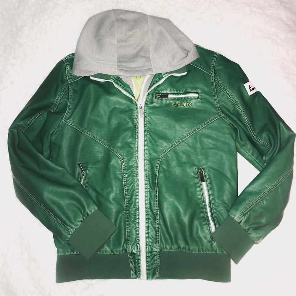 Wilson’s leather dark green double zipper jacket